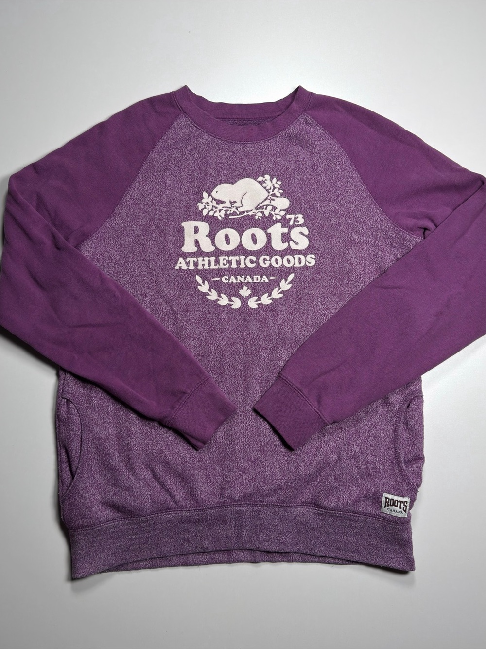 Roots Women’s Purple Heathered Crewneck Sweatshirt Size Small